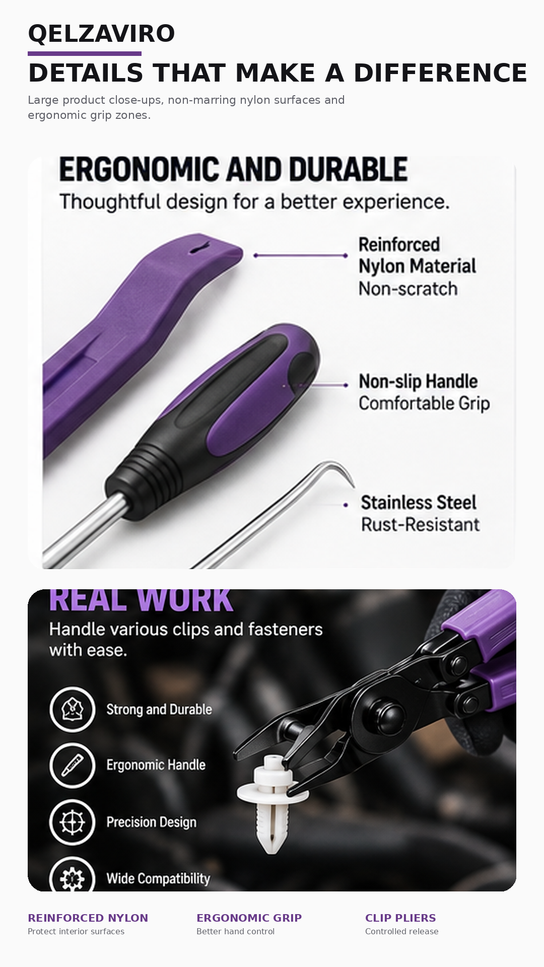 QELZAVIRO Surface-friendly tools with controlled leverage